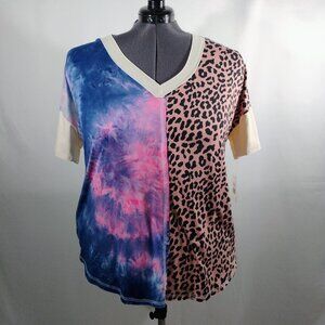 ✨ Plus Size Colorblock Tie-Dye & Animal Print Tee – NWT ✨